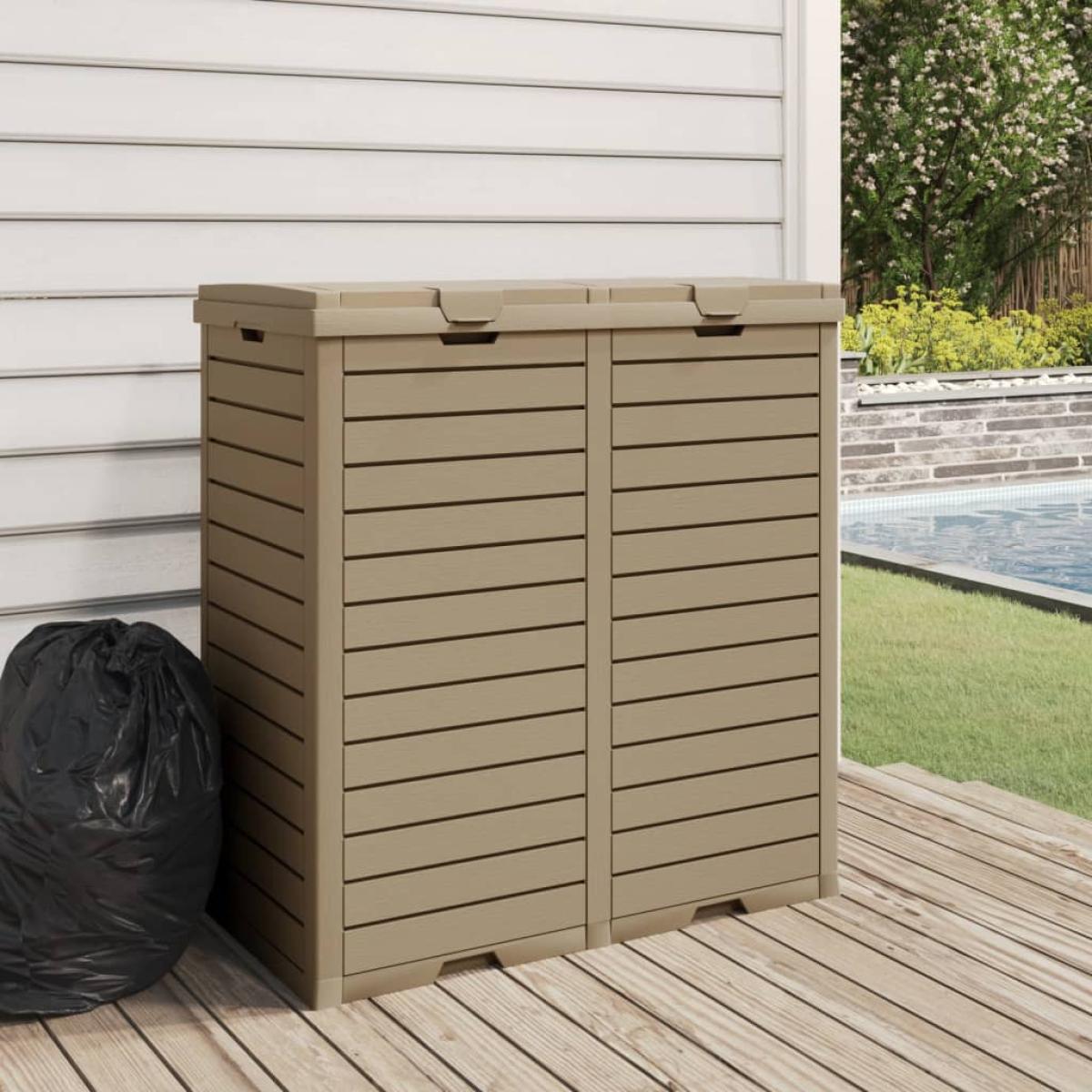 Cubo de basura exterior polipropileno marrón claro 78x41x86 cm