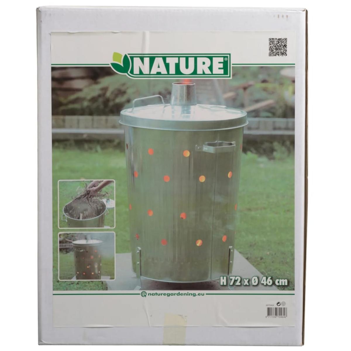 Nature Incinerador de jardín redondo de acero galvanizado 46x72 cm 