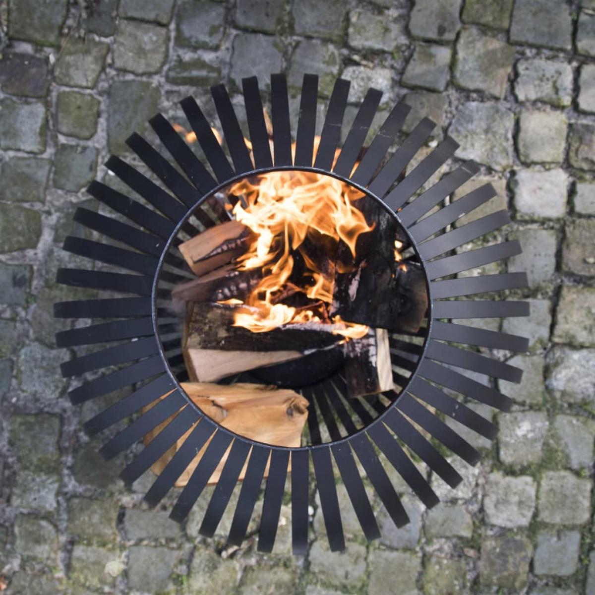 Esschert Design Brasero esfera enrejada acero al carbono negro FF400