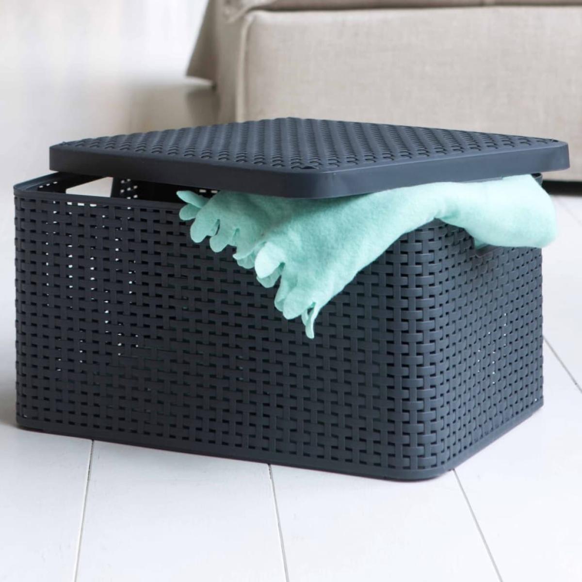 Curver Cajas de almacenaje con tapa Style 3 unidades M gris antracita