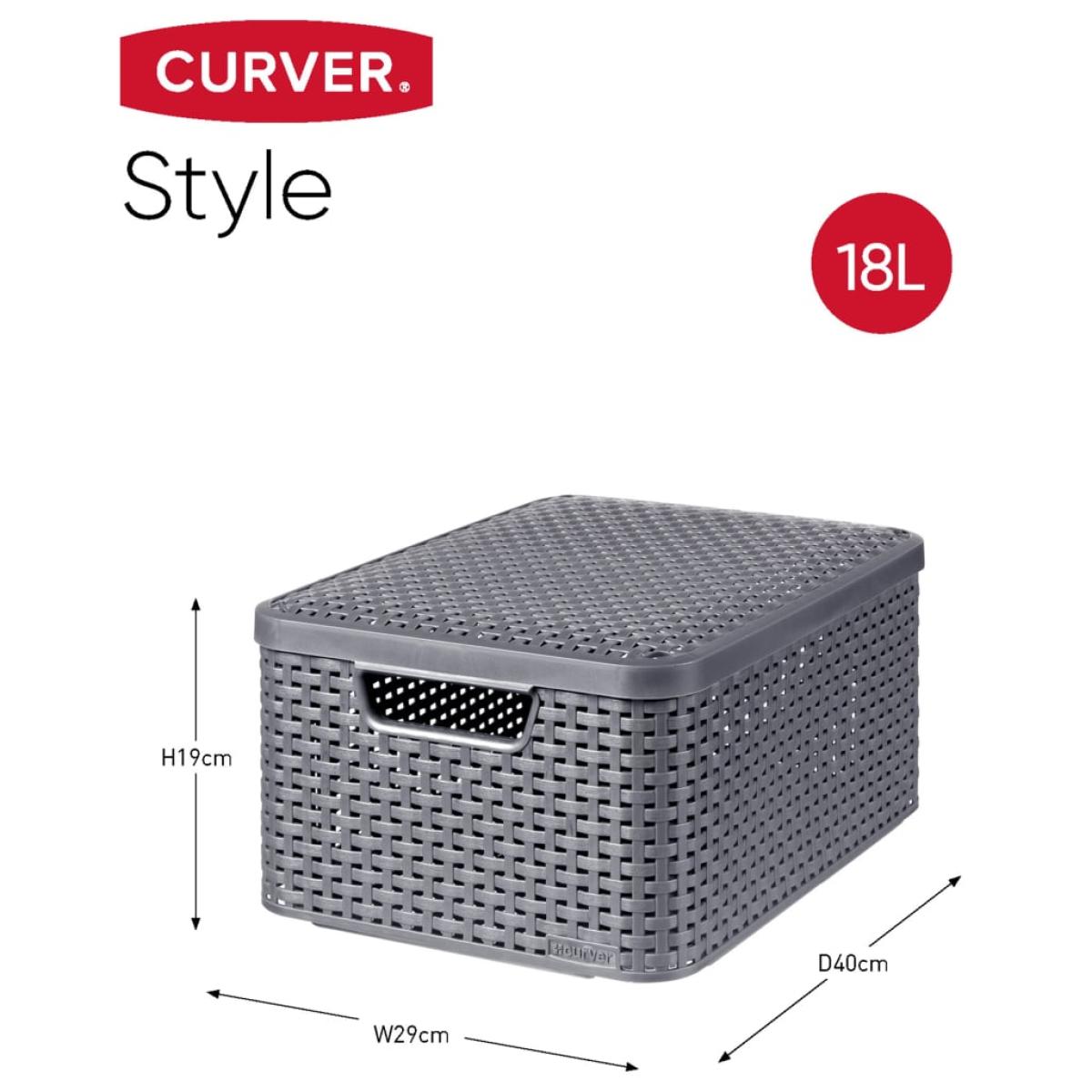 Curver Cajas de almacenaje con tapa Style 3 unidades M gris antracita