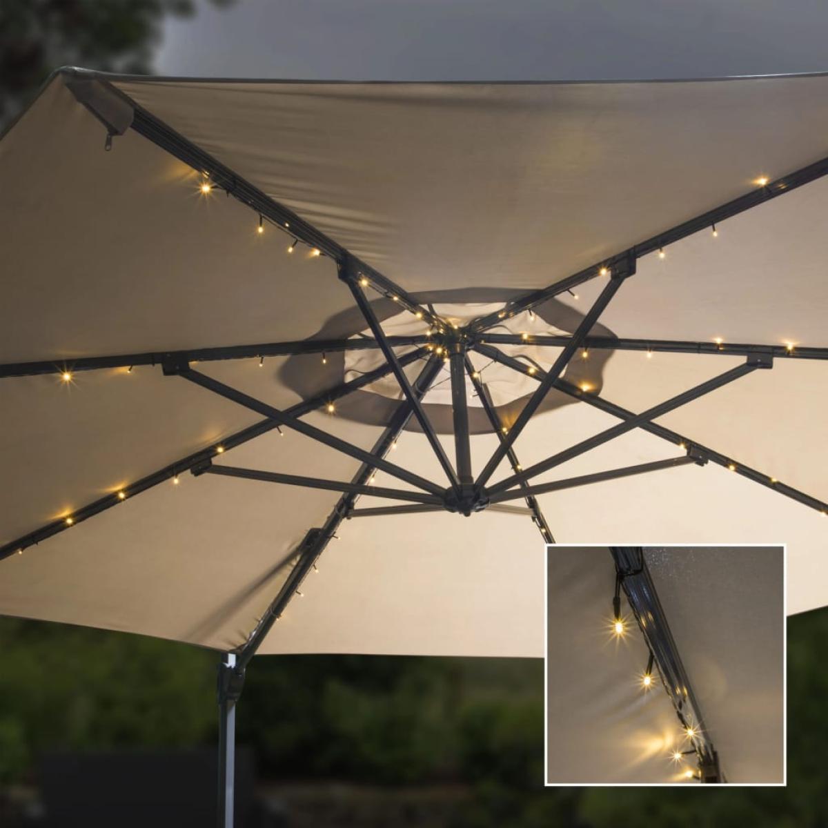 HI Tira de luces LED solares para sombrilla 130 cm