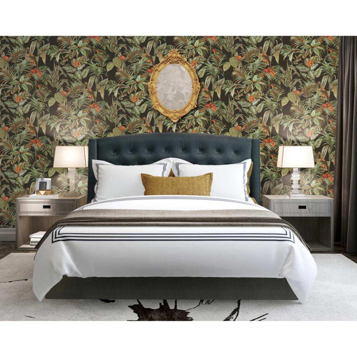 DUTCH WALLCOVERINGS Papel de pared Bird-of-Paradise negro
