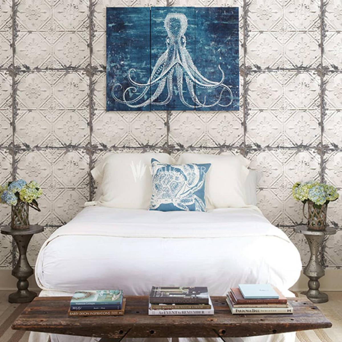 DUTCH WALLCOVERINGS Papel de pared techo de hojalata blanco
