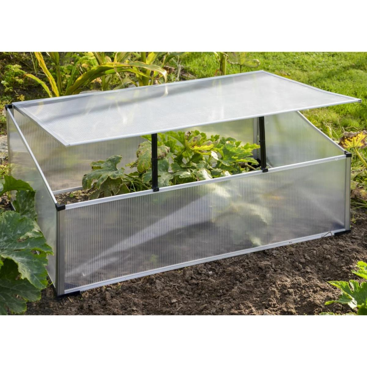 HI Mini Invernadero de aluminio transparente 100x60x40 cm