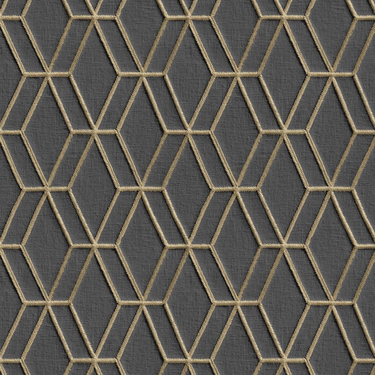 DUTCH WALLCOVERINGS Papel  de pared hexagonal negro y dorado