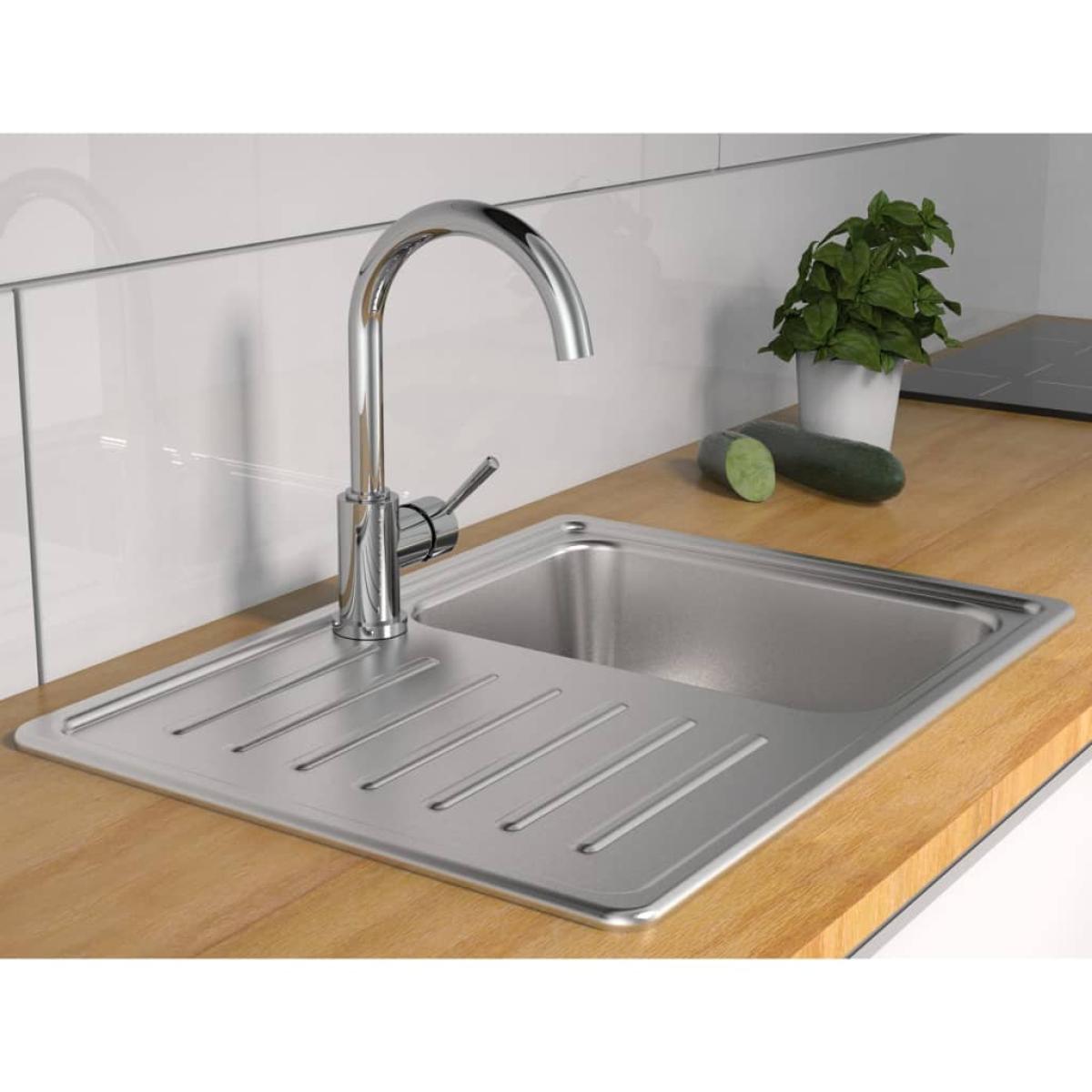 SCHÜTTE Grifo de fregadero con caño redondo SWAN cromado