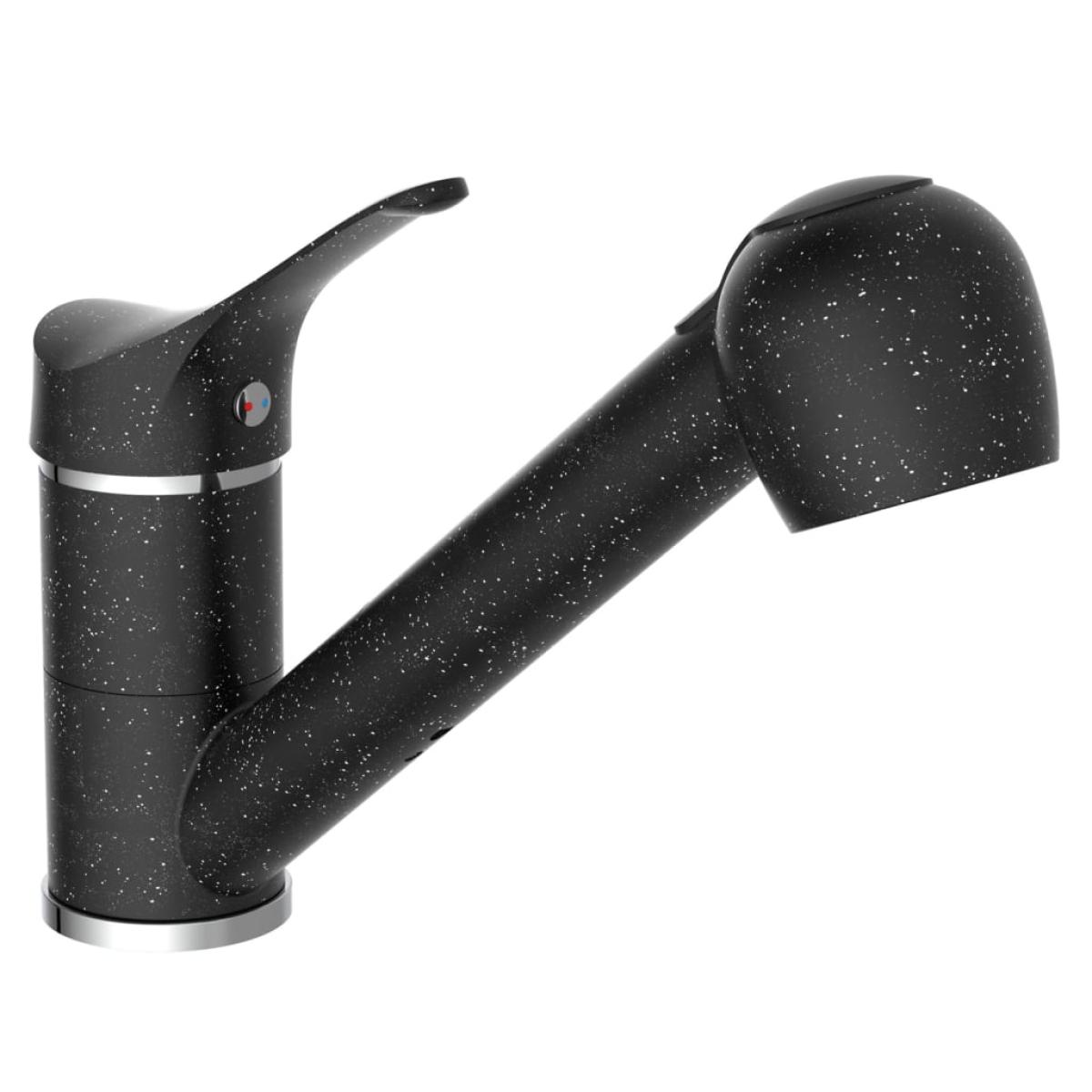 EISL Grifo mezclador de lavabo con ducha extraíble GRANIT negro cromo