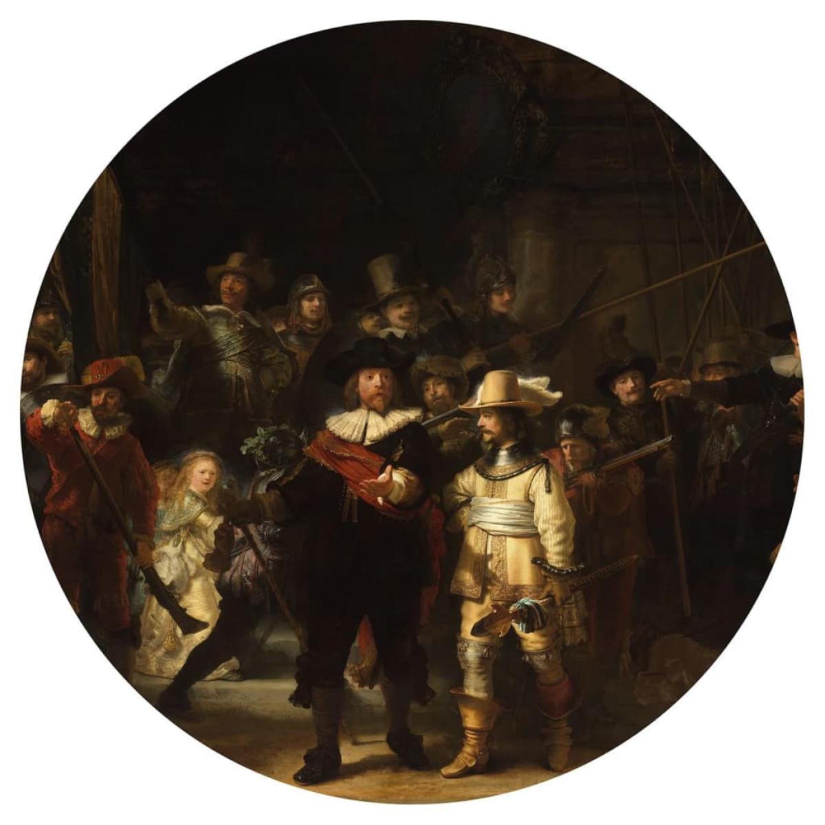 WallArt Círculo de papel pintado The Night Watch 142,5 cm