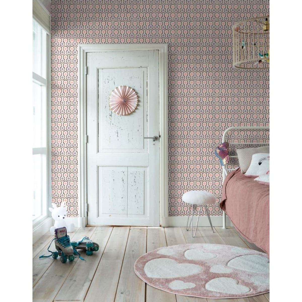 Good Vibes Papel de pared Hexagon Pattern rosa y morado