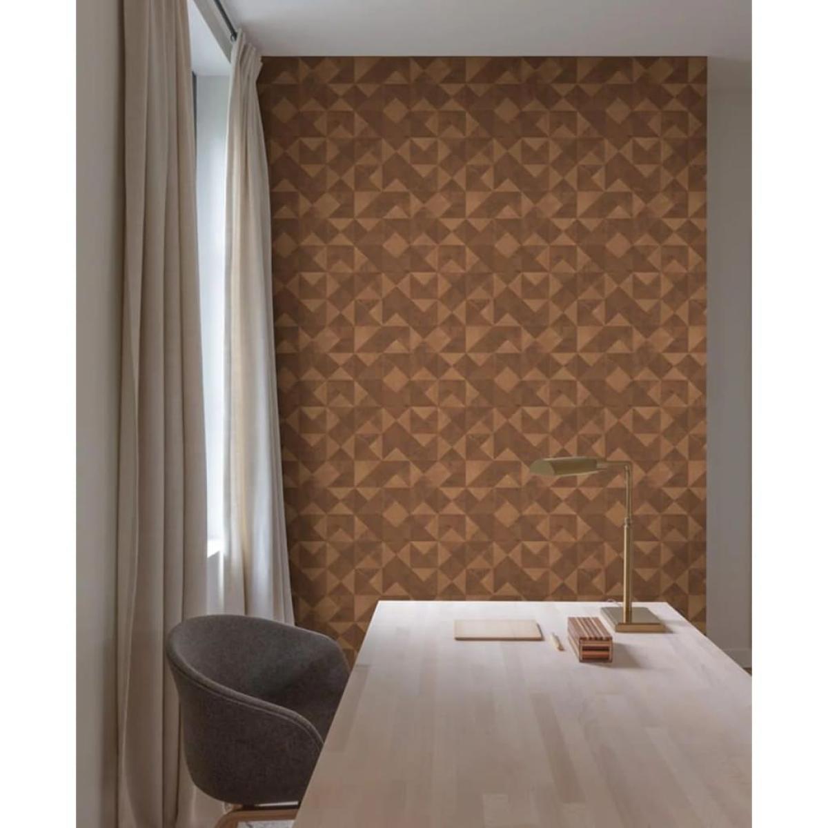 Topchic Papel de pared Graphic Shapes Facet naranja metalizado