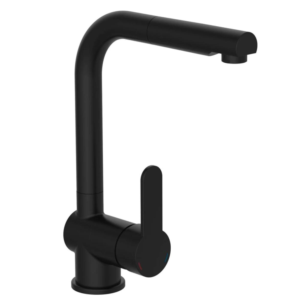 SCHÜTTE Grifo monomando cocina con caño extraíble LONDON negro mate