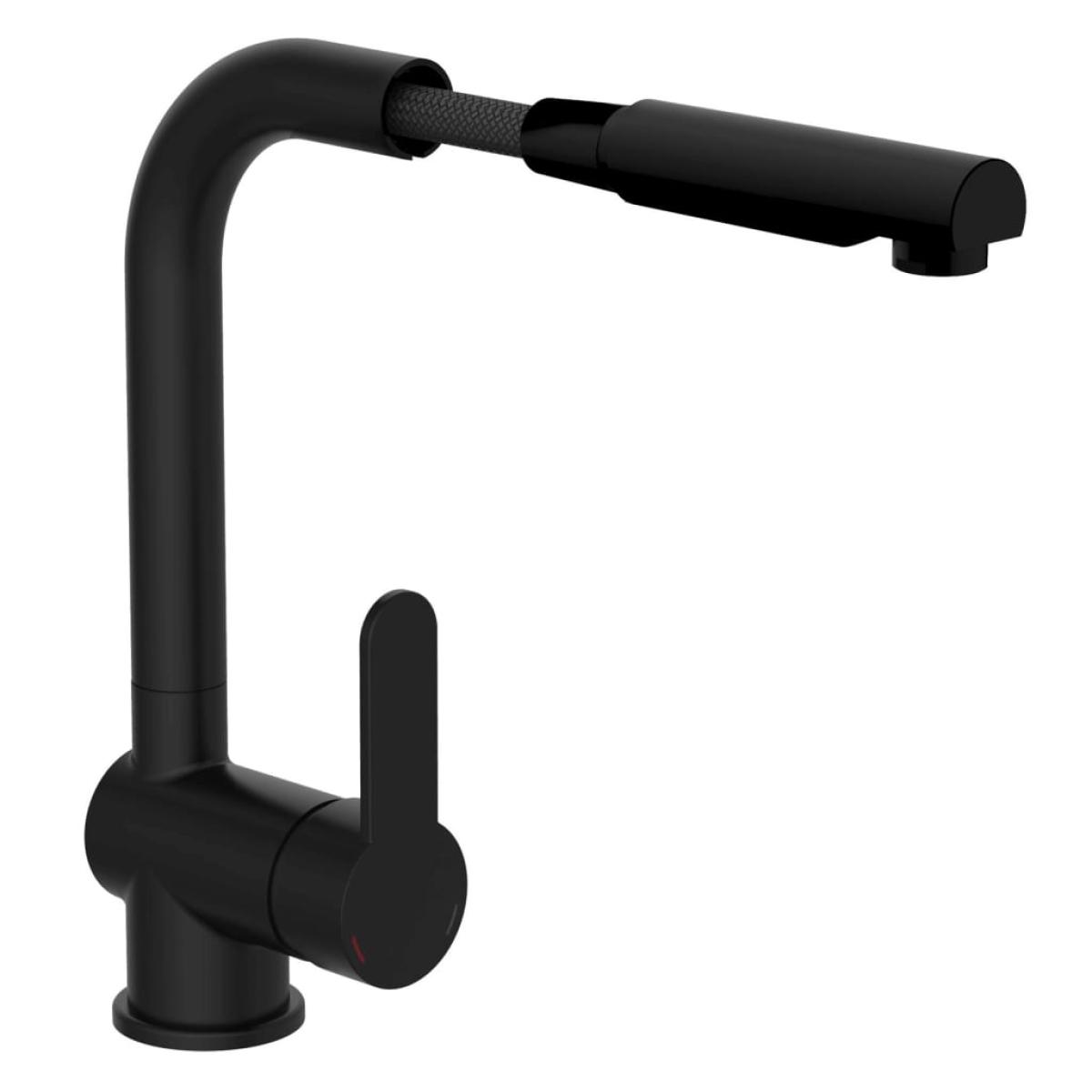 SCHÜTTE Grifo monomando cocina con caño extraíble LONDON negro mate
