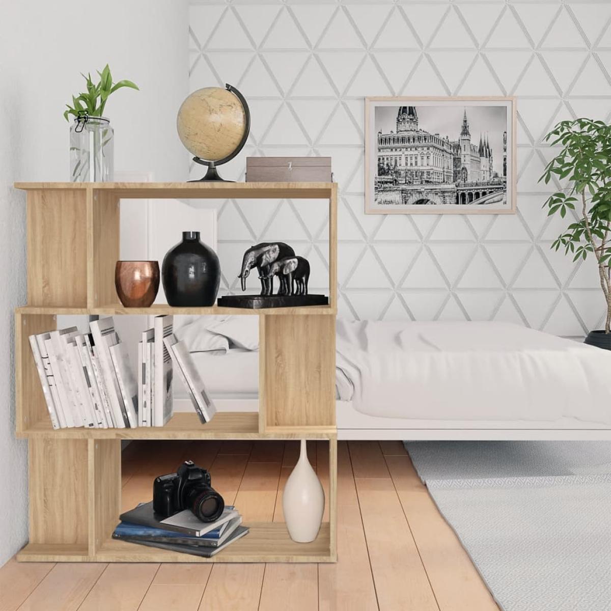 Estantería madera contrachapada color roble Sonoma 80x24x96 cm