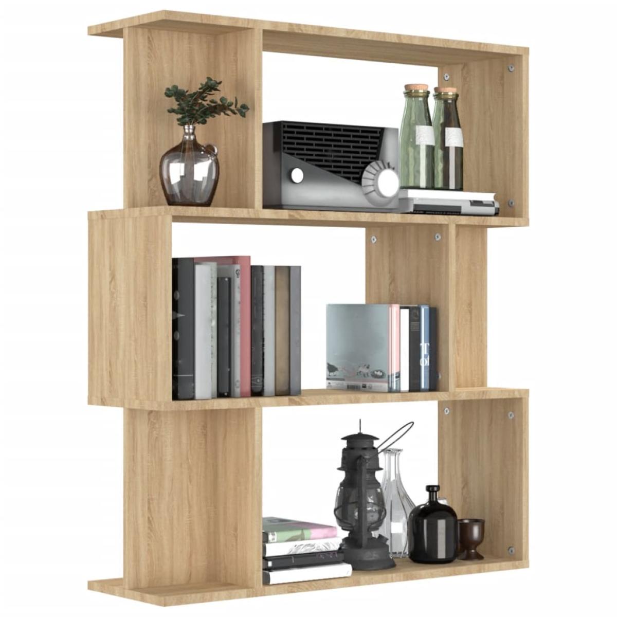 Estantería madera contrachapada color roble Sonoma 80x24x96 cm