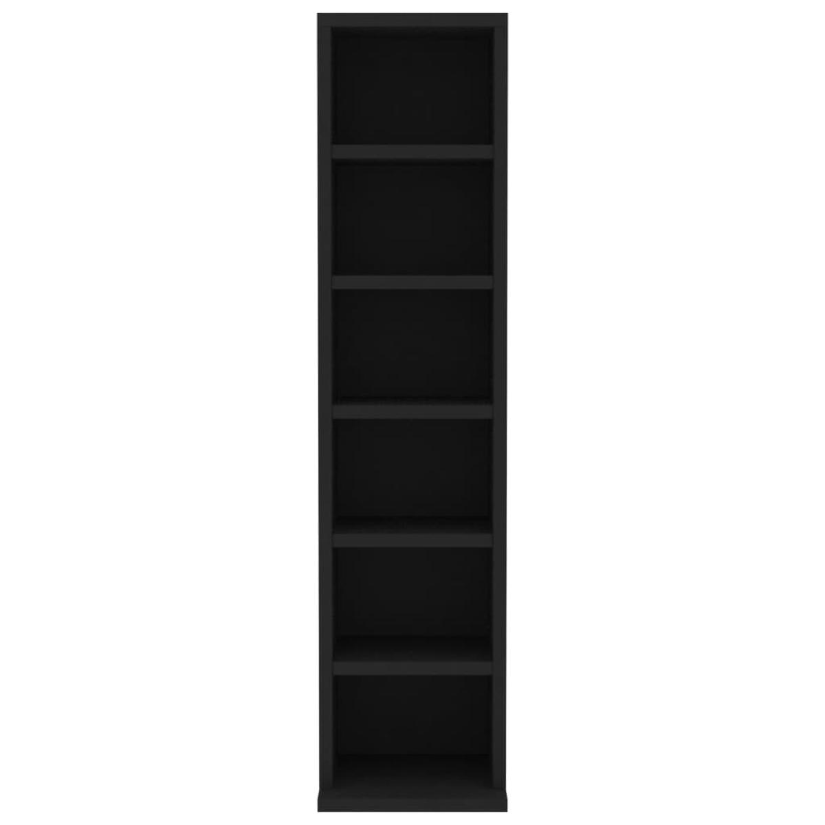 Estantería para CDs de madera contrachapada negro 21x20x88 cm