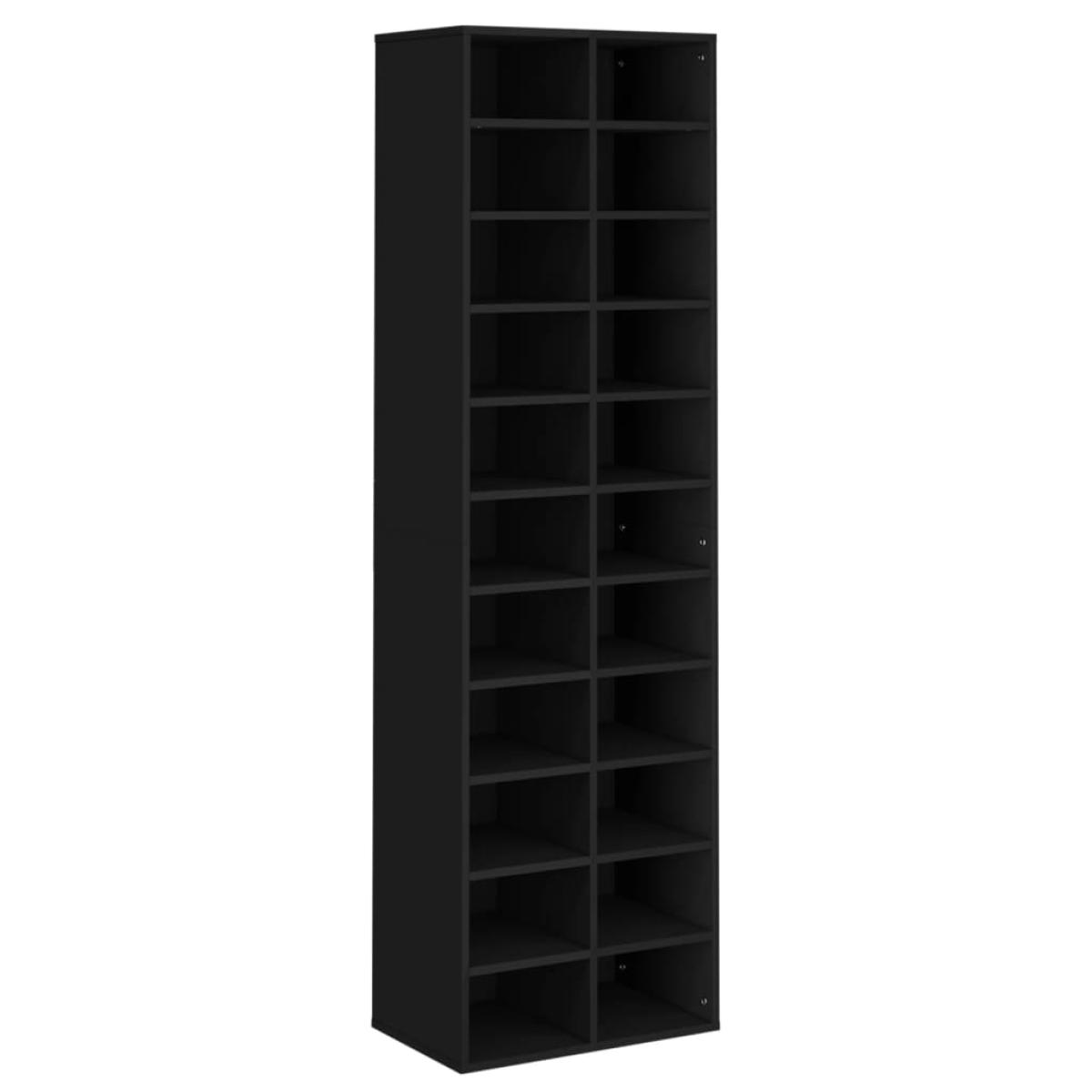 Mueble zapatero de madera contrachapada negro 54x34x183 cm