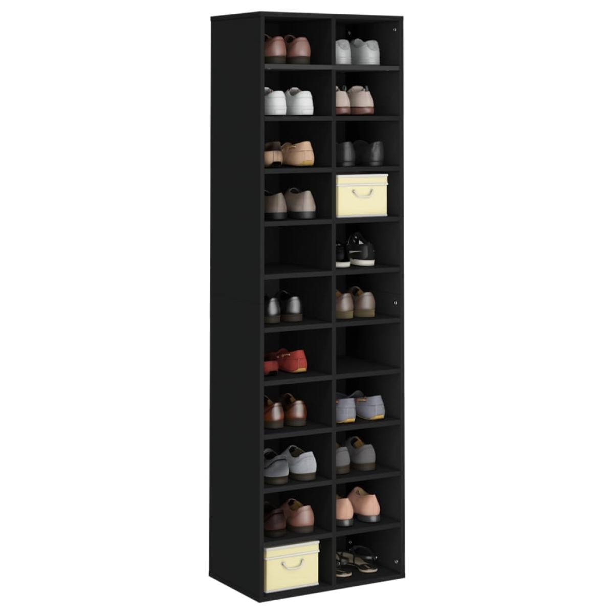 Mueble zapatero de madera contrachapada negro 54x34x183 cm