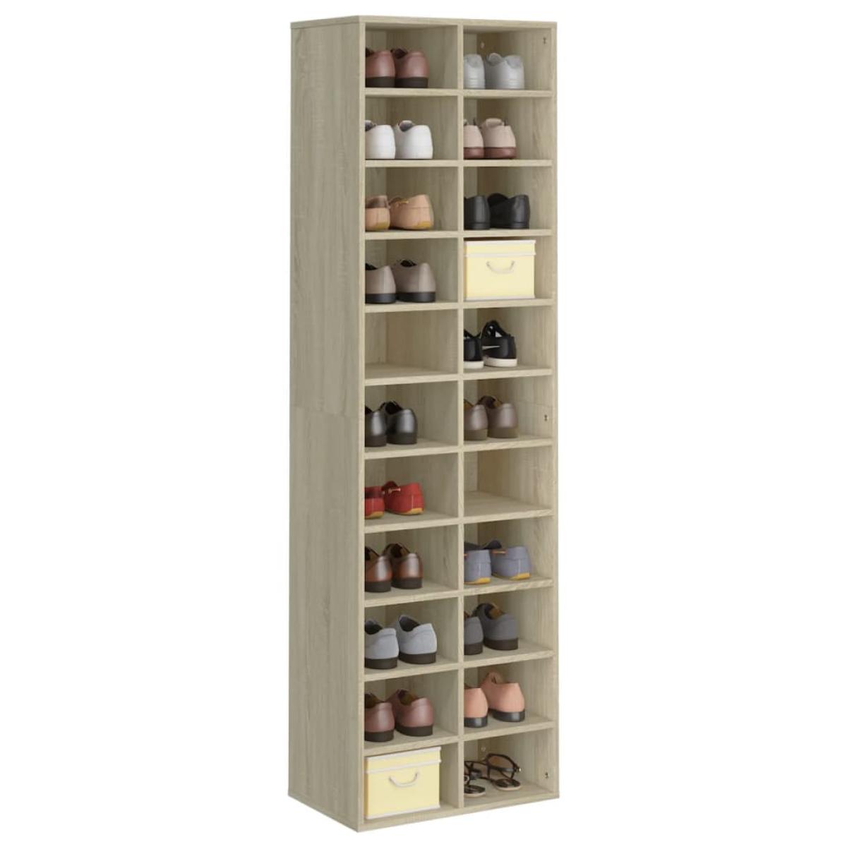 Mueble zapatero de madera contrachapada color roble 54x34x183cm