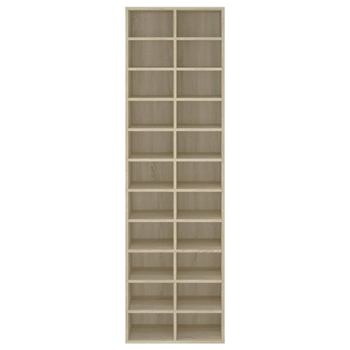 Mueble zapatero de madera contrachapada color roble 54x34x183cm