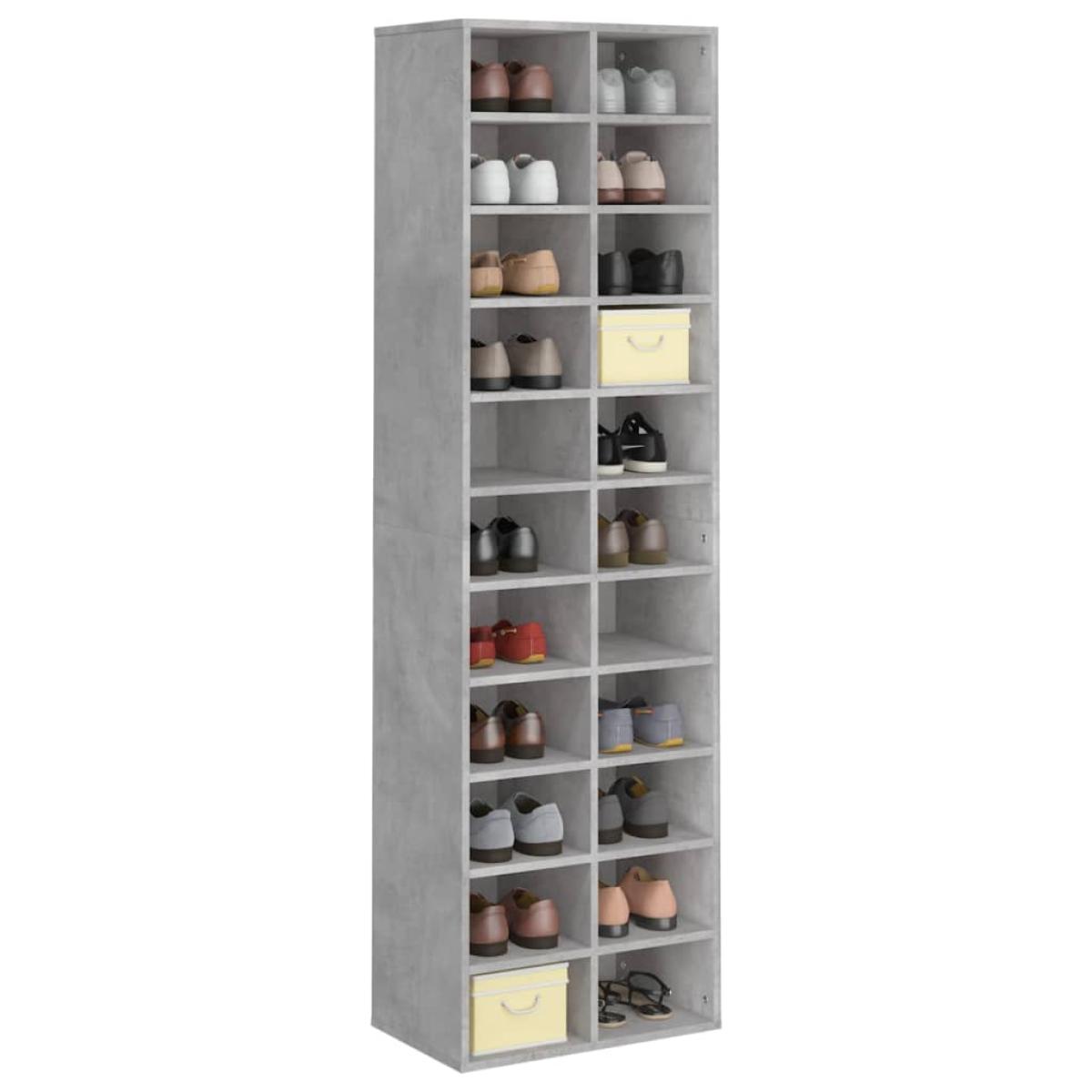 Mueble zapatero de contrachapada gris hormigón 80x35,5x180 cm