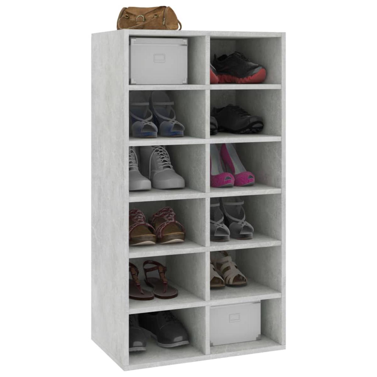 Zapatero de madera contrachapada gris hormigón 54x34x100,5 cm