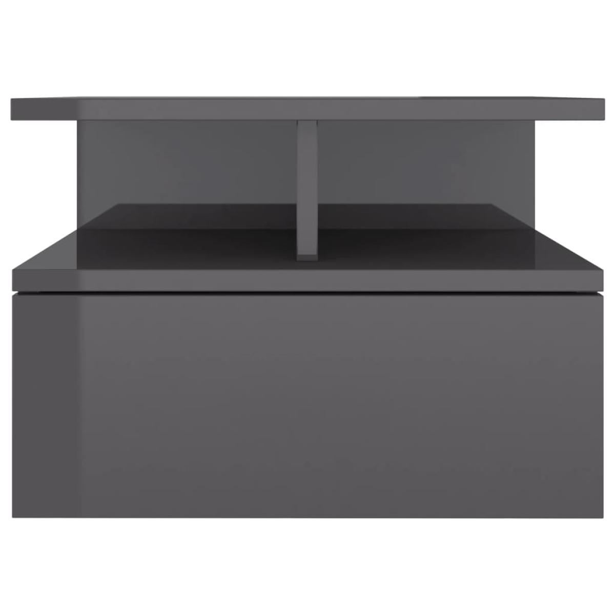 Mesita noche flotante 2 uds aglomerado gris brillo 40x31x27 cm