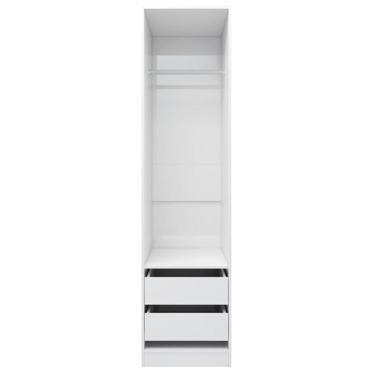 Armario con cajones de contrachapada blanco brillo 50x50x200 cm