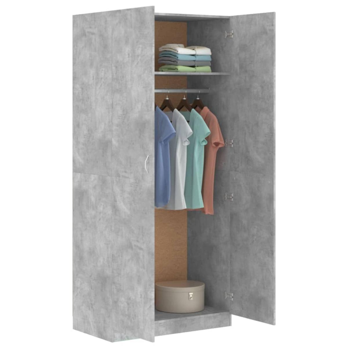Armario de madera contrachapada gris hormigón 90x52x200 cm
