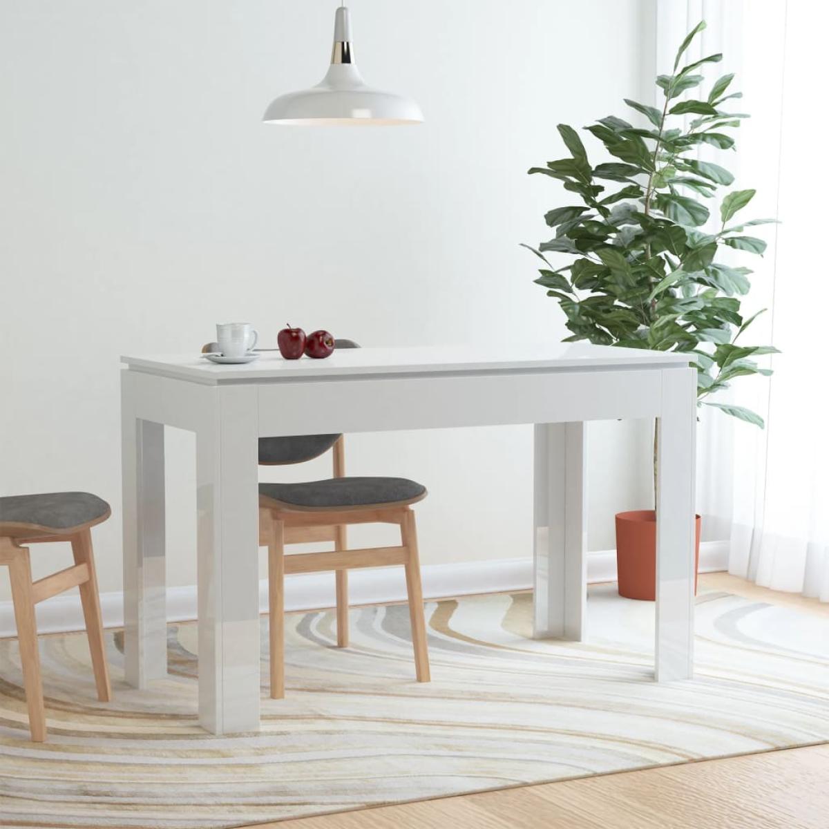 Mesa de comedor de aglomerado blanco brillante 120x60x76 cm