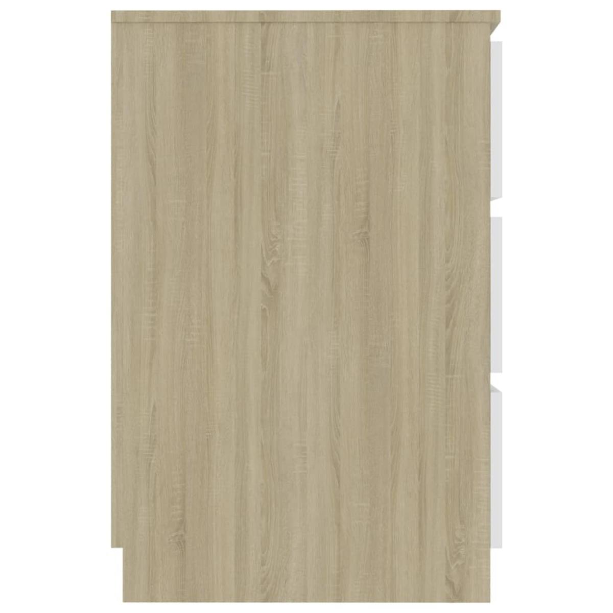 Escritorio de madera contrachapada blanco y roble 40x50x77cm