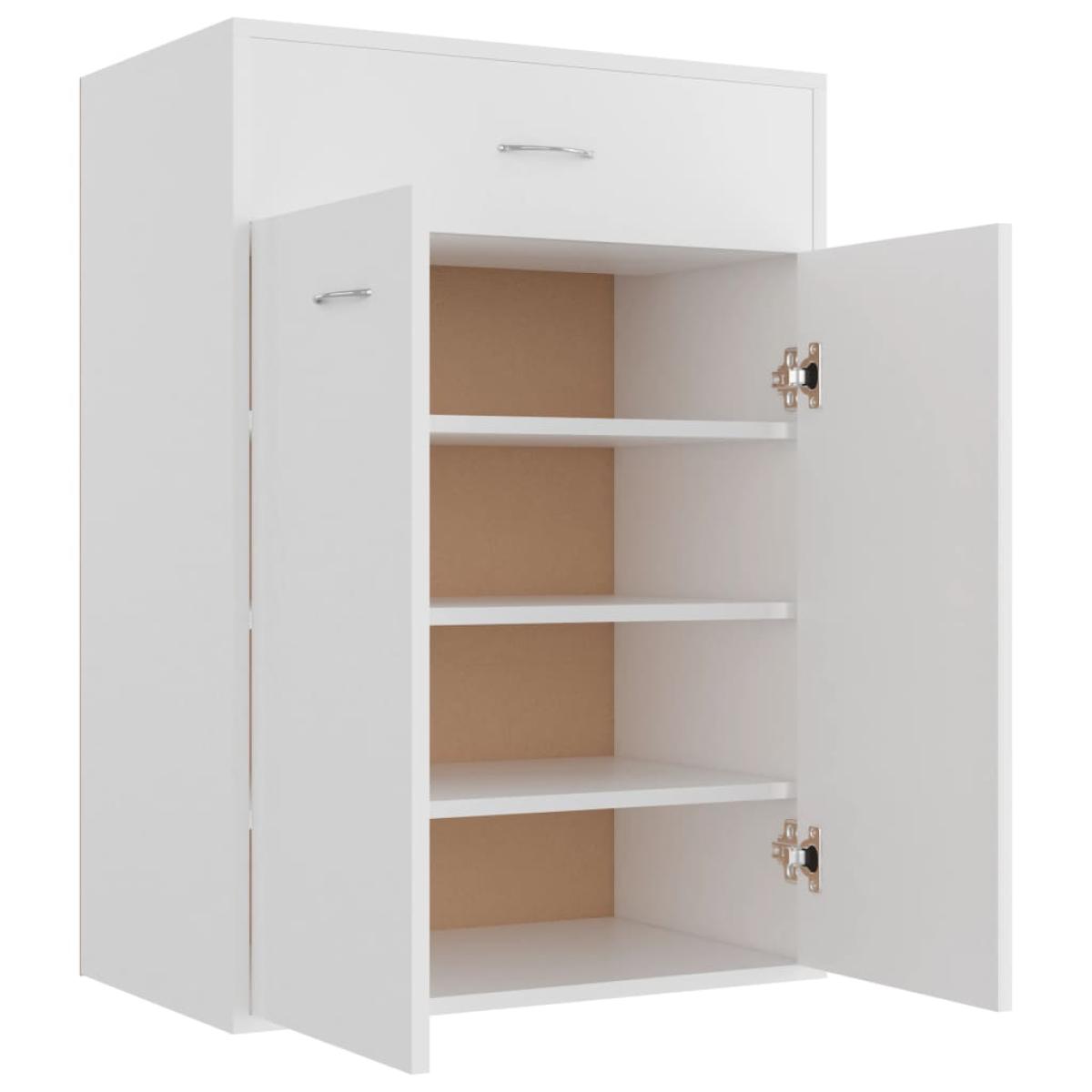 Mueble zapatero de madera contrachapada blanco 60x35x84 cm