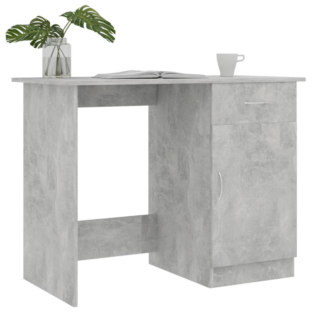 Escritorio de madera contrachapada gris hormigón 100x50x76 cm