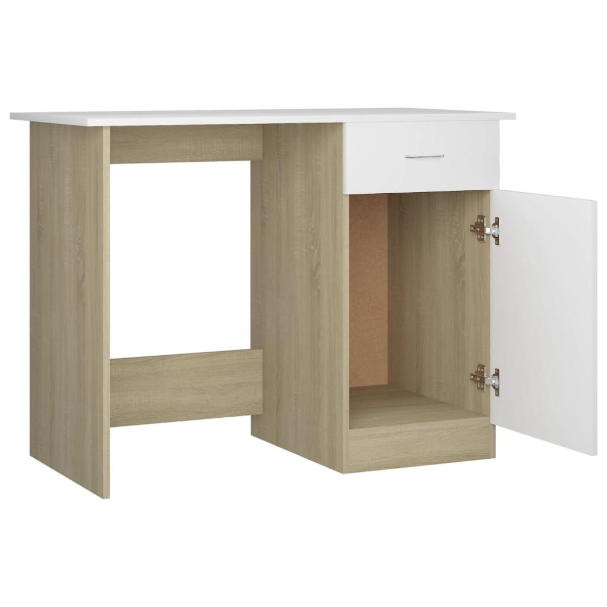 Escritorio madera contrachapada blanco roble Sonoma 100x50x76cm