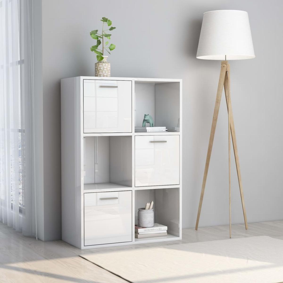 Armario almacenamiento aglomerado blanco brillante 60x29,5x90cm