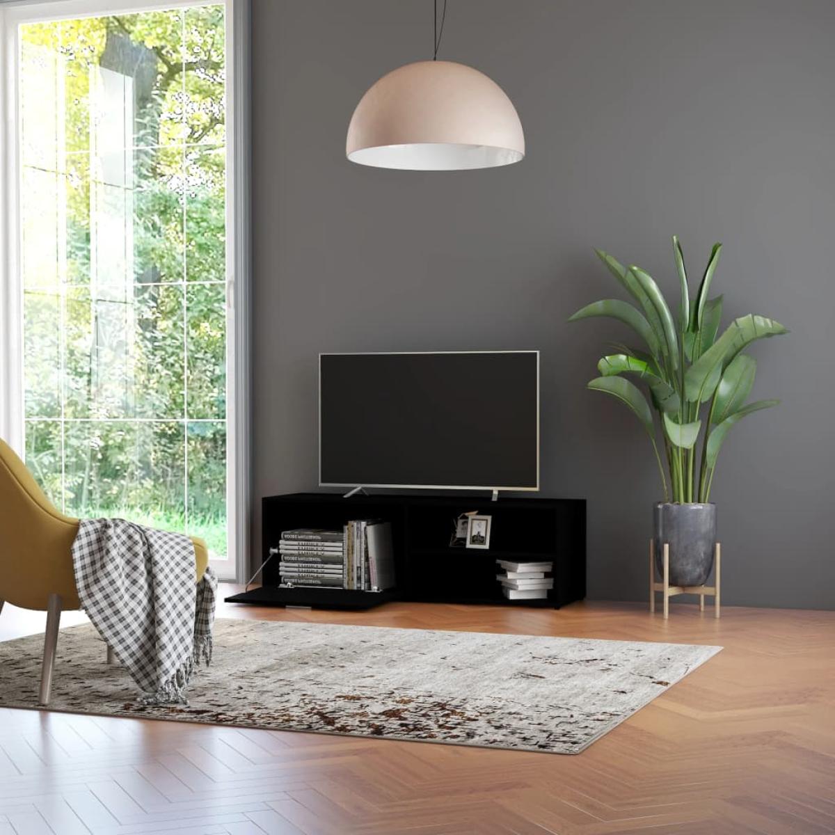 Mueble de TV madera contrachapada negra 120x34x37 cm