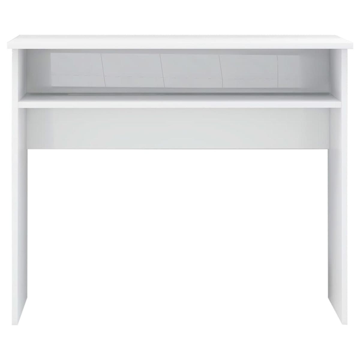 Escritorio de madera contrachapada blanco brillo 90x50x74 cm