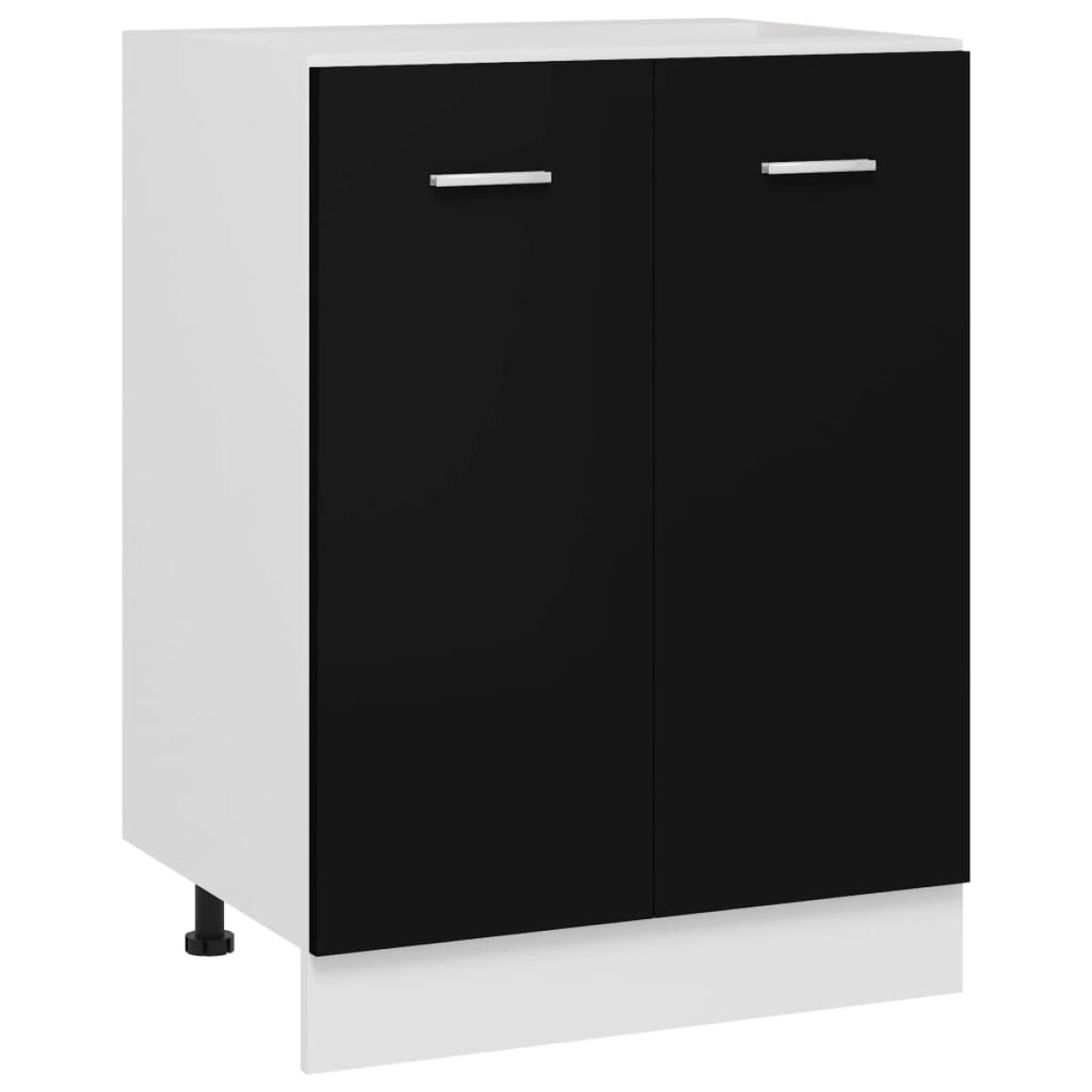 Armario inferior de cocina contrachapada negro 60x46x81,5 cm