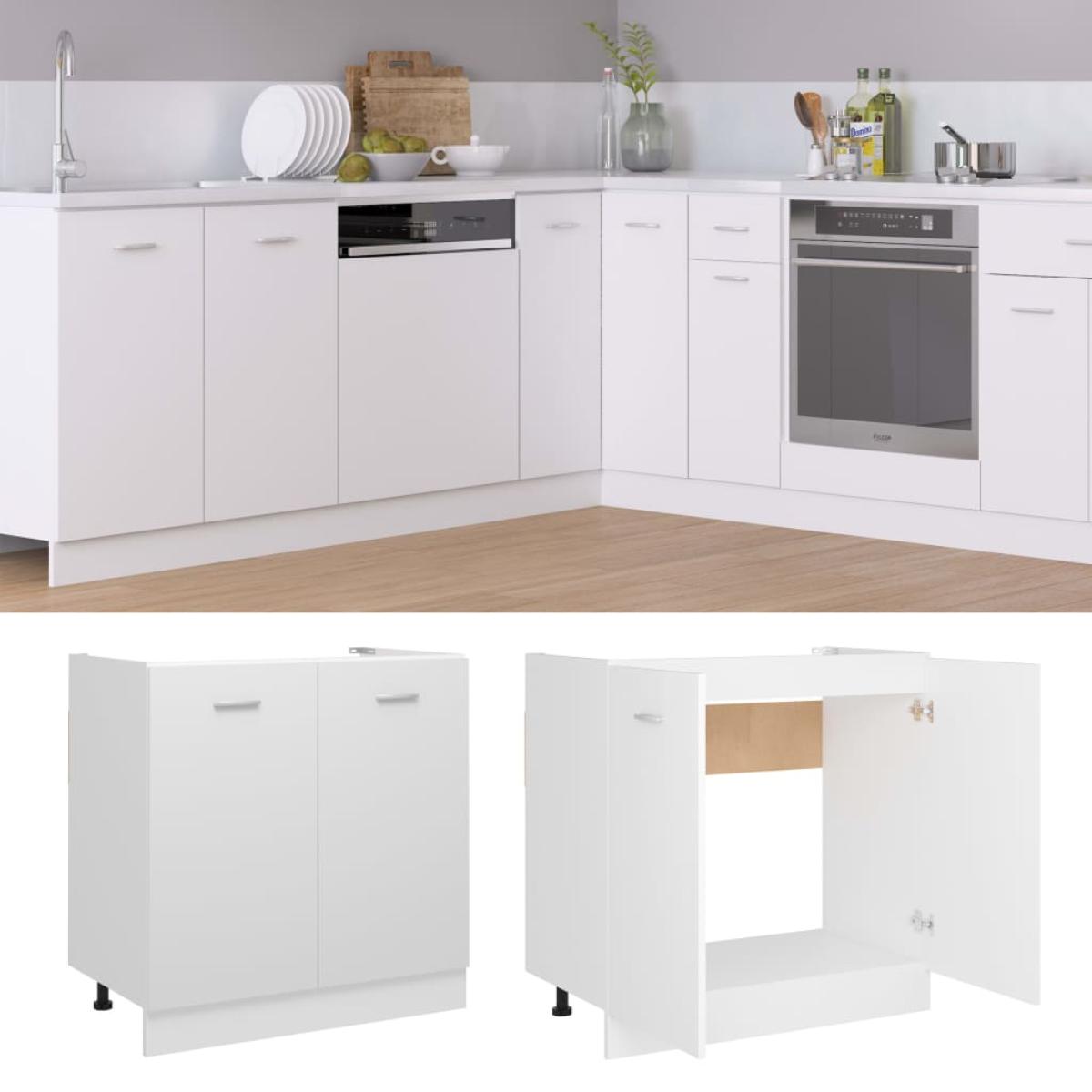 Armario inferior fregadero contrachapada blanco 80x46x81,5 cm