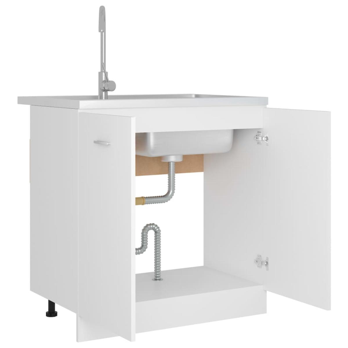 Armario inferior fregadero contrachapada blanco 80x46x81,5 cm