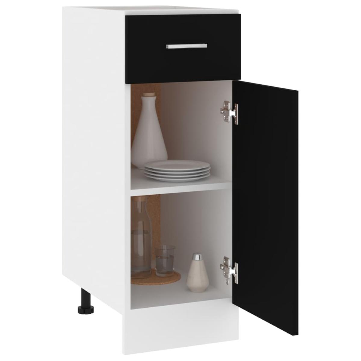 Armario inferior cajón cocina contrachapada negro 30x46x81,5cm