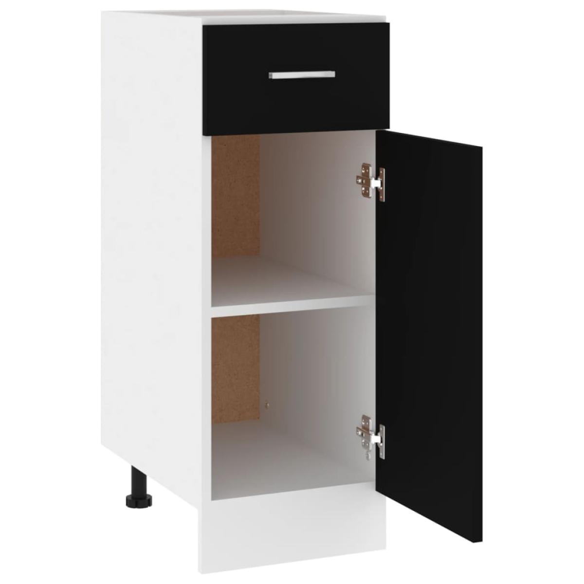 Armario inferior cajón cocina contrachapada negro 30x46x81,5cm