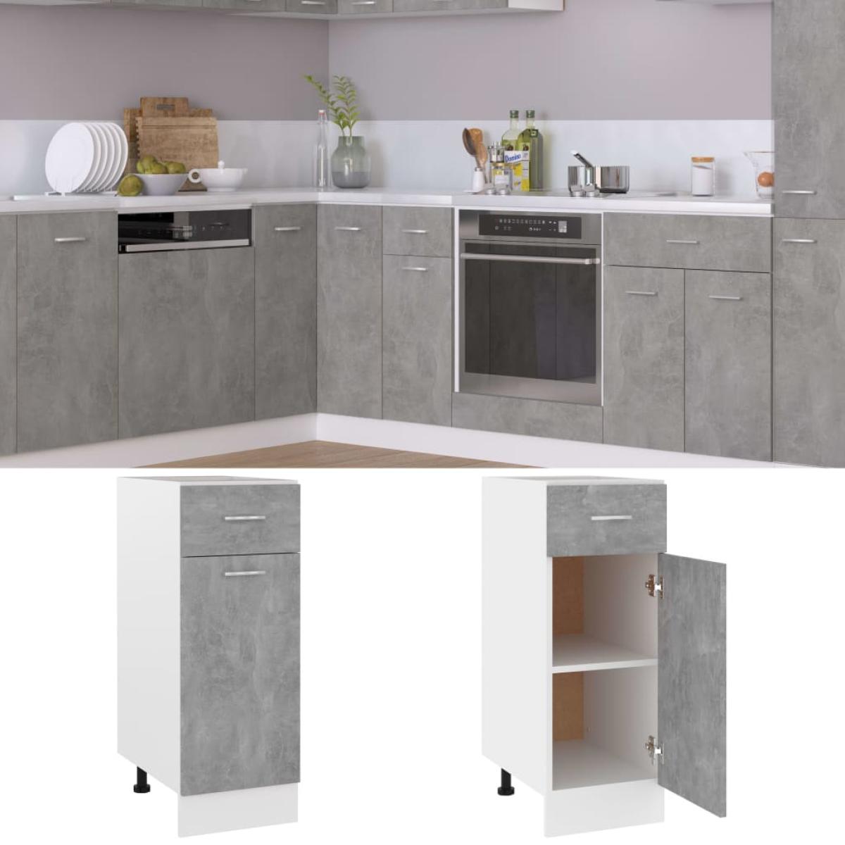 Armario inferior cajón contrachapada gris hormigón 30x46x81,5cm