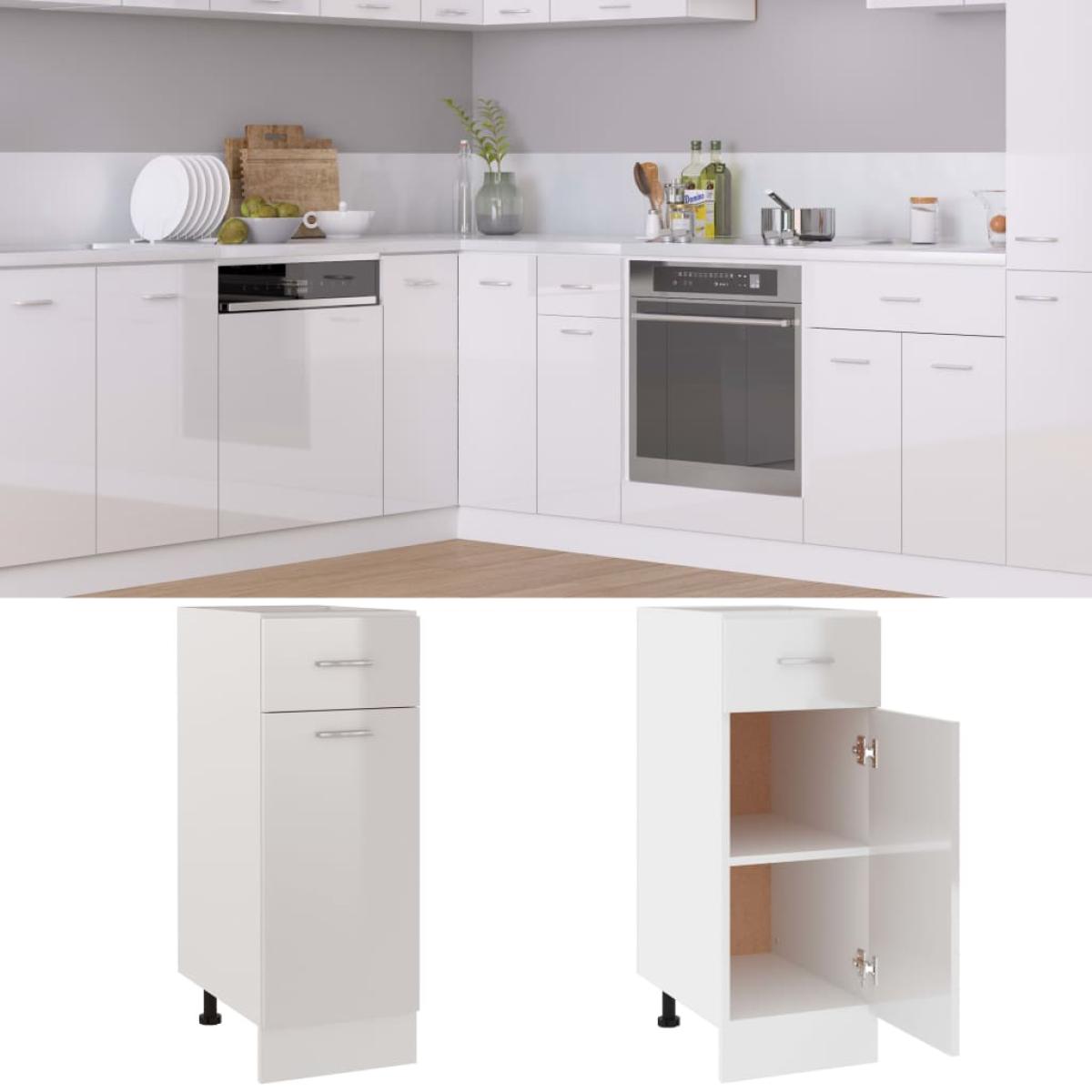Armario inferior contrachapada blanco brillo 30x46x81,5cm