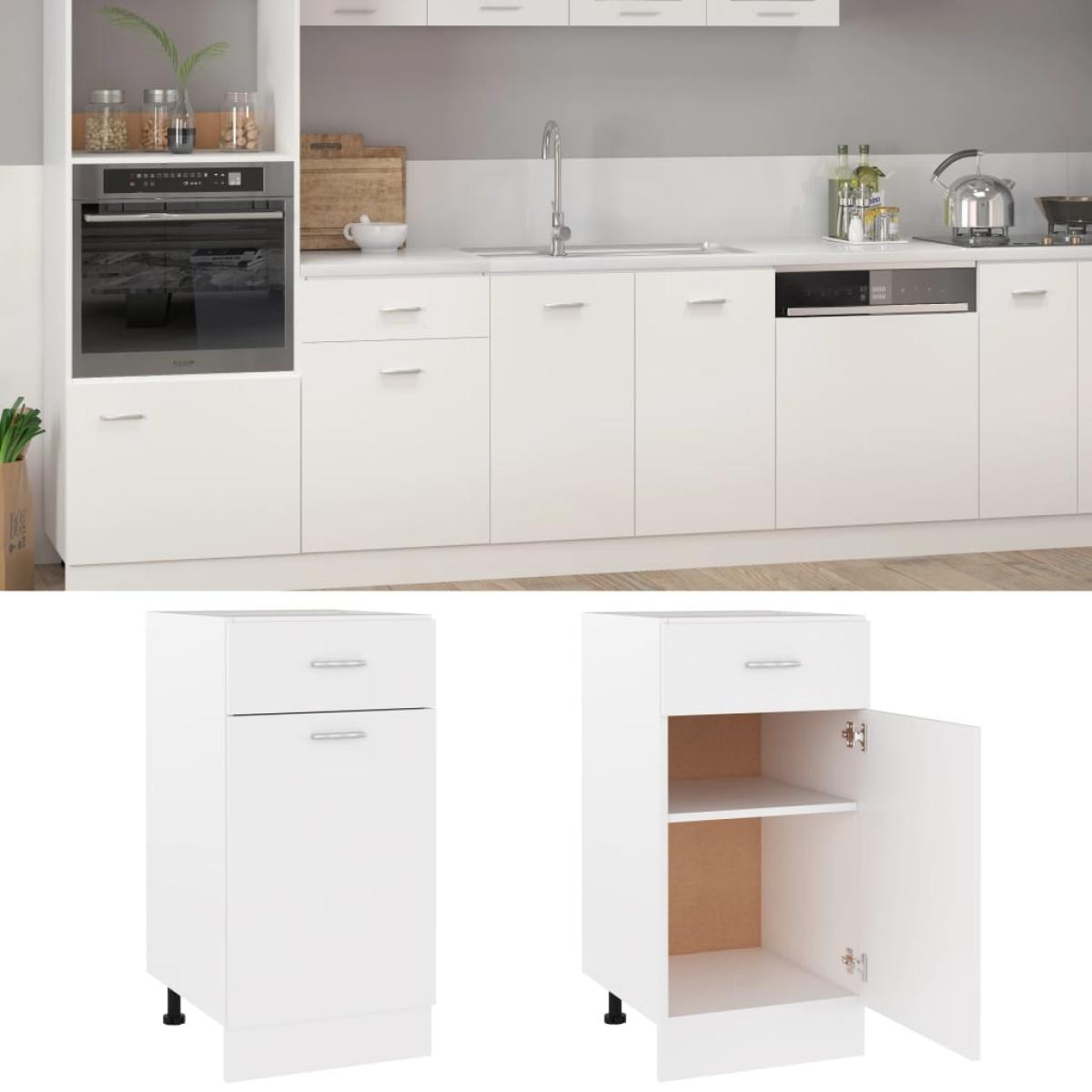 Armario inferior cajón cocina contrachapada blanca 40x46x81,5cm
