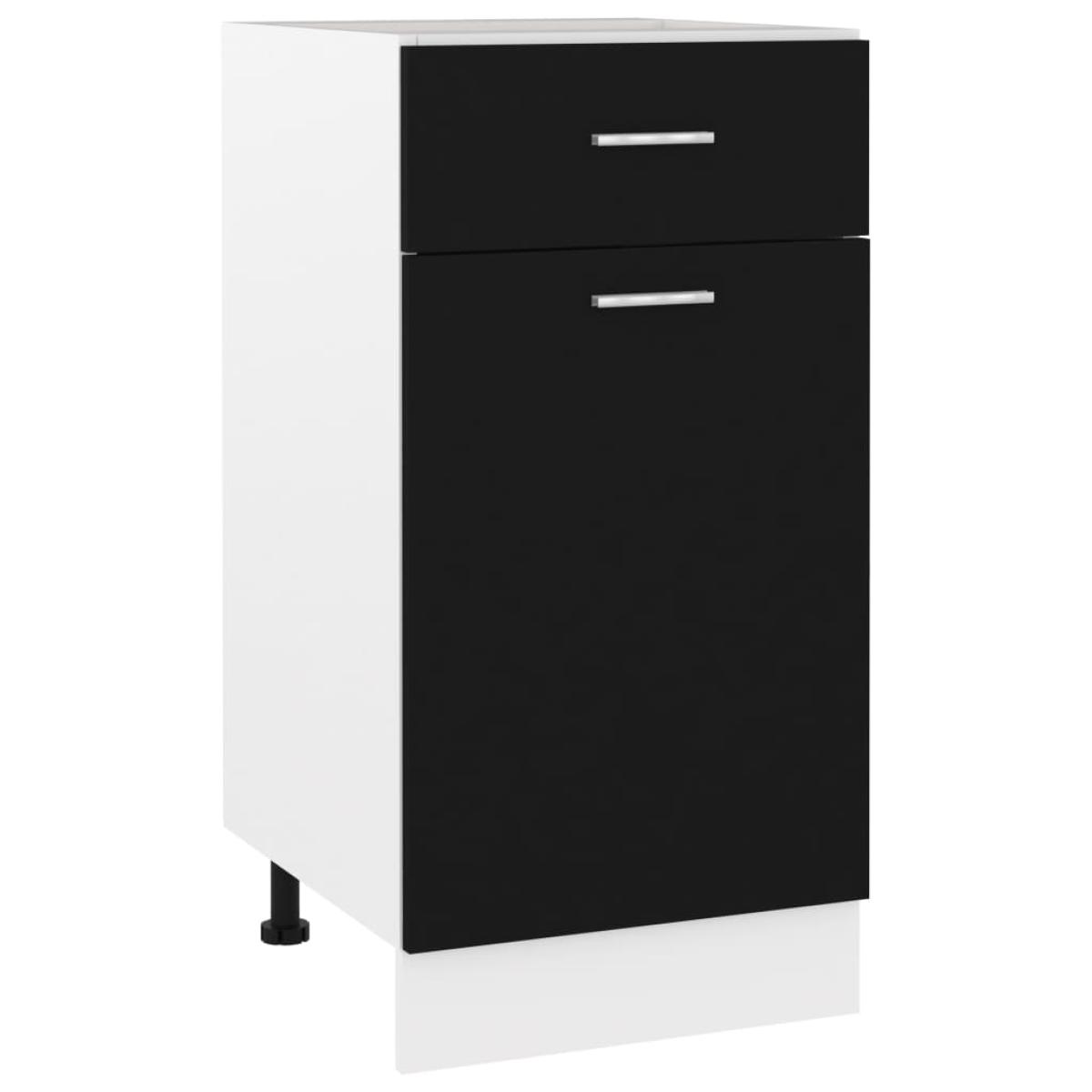 Armario inferior cajón cocina contrachapada negro 40x46x81,5cm
