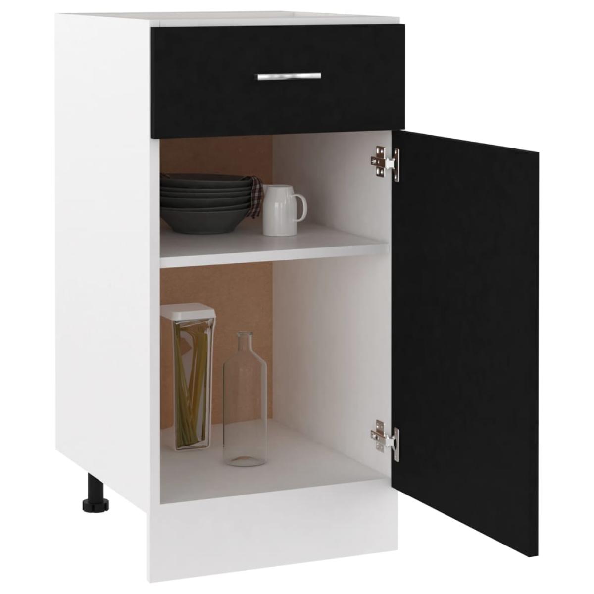 Armario inferior cajón cocina contrachapada negro 40x46x81,5cm