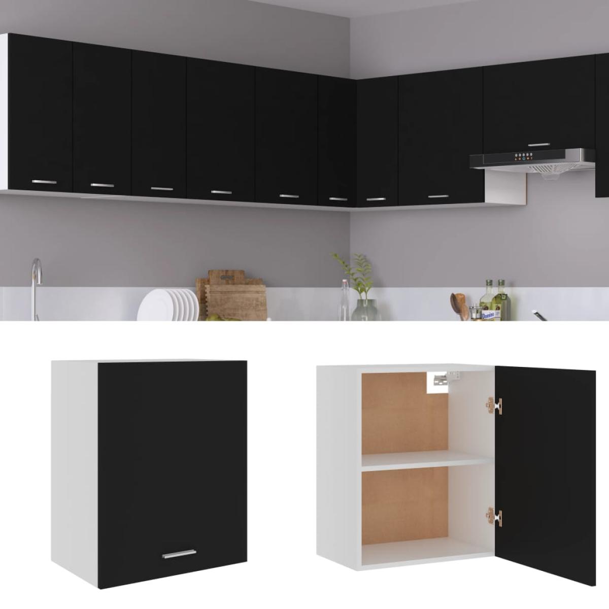 Armario colgante de cocina contrachapada negro 50x31x60 cm