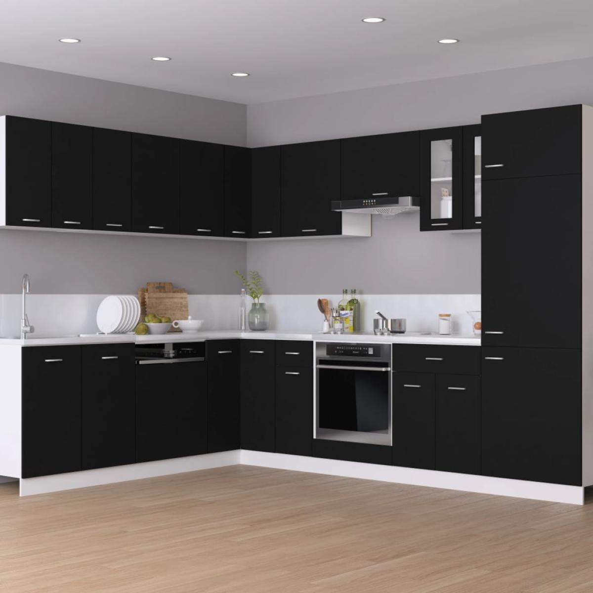 Armario colgante de cocina contrachapada negro 50x31x60 cm