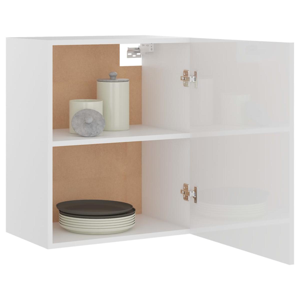Armario colgante de cocina aglomerado blanco brillo 50x31x60 cm